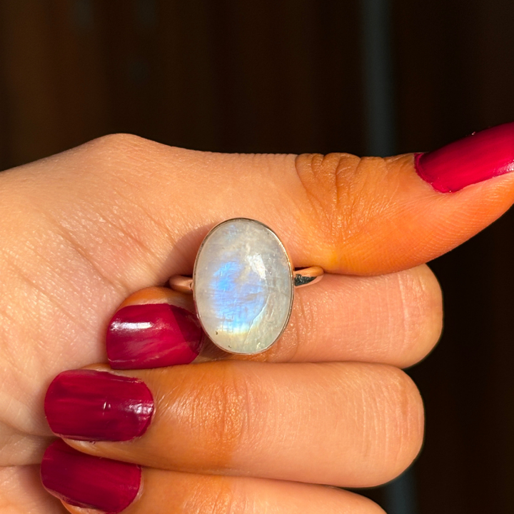 Sterling Silver Rainbow Moonstone Ring