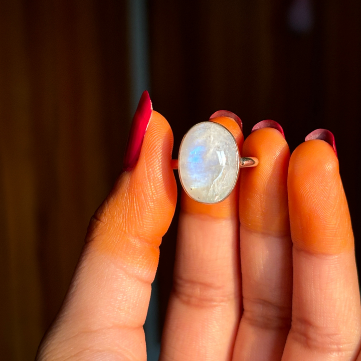 Sterling Silver Rainbow Moonstone Ring