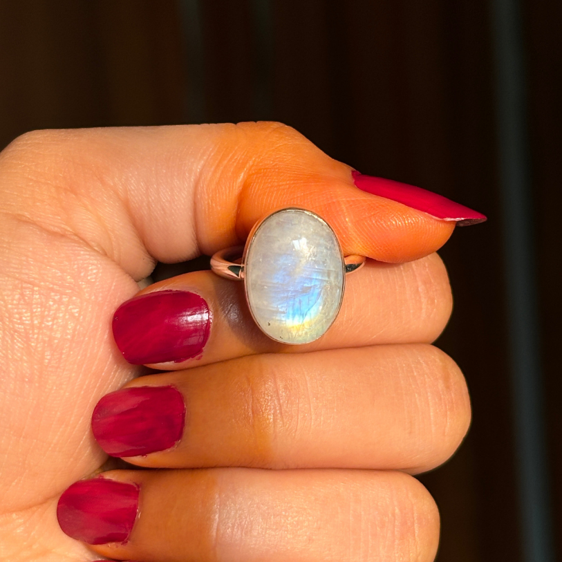 Sterling Silver Rainbow Moonstone Ring