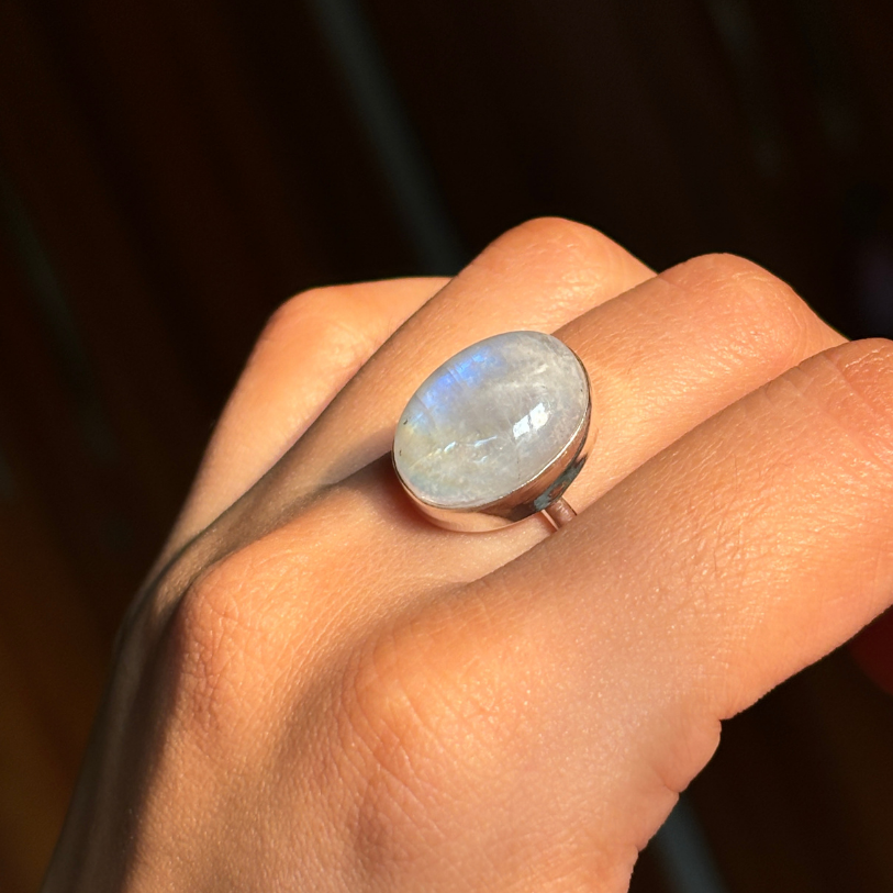 Sterling Silver Rainbow Moonstone Ring