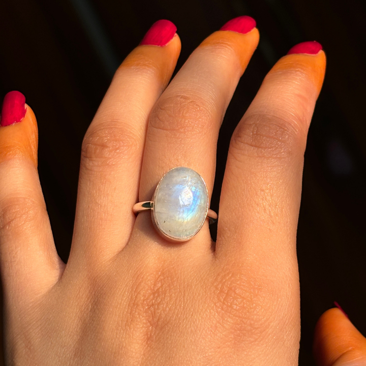 Sterling Silver Rainbow Moonstone Ring