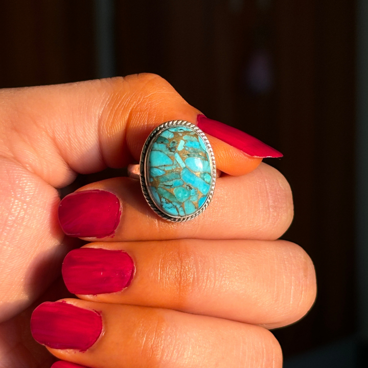 Genuine Copper Turquoise Sterling Silver Ring