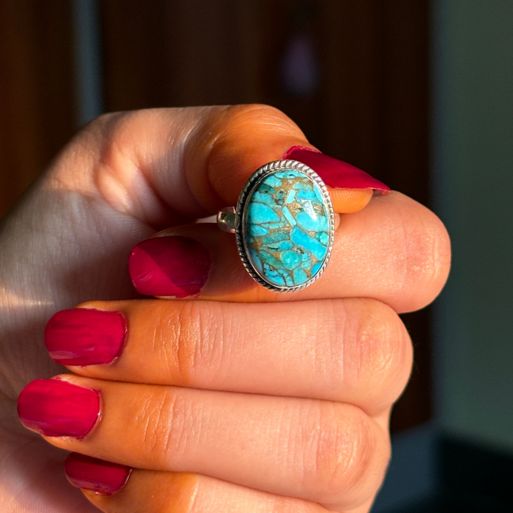 Genuine Copper Turquoise Sterling Silver Ring