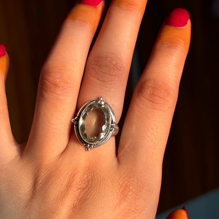 Aquamarine Pear Gemstone Ring in 925 Silver