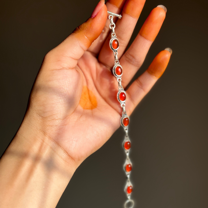 Oval Shape Carnelian Adjustable Bracelet