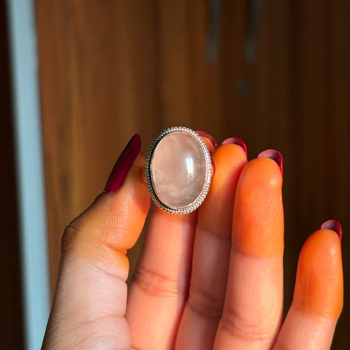 Genuine Rose Quartz Dainty Ring