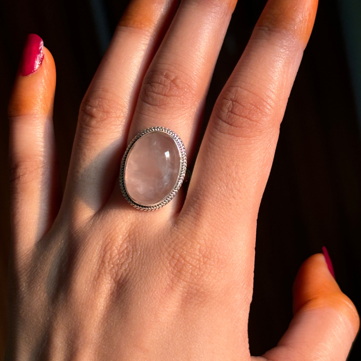 Genuine Rose Quartz Dainty Ring