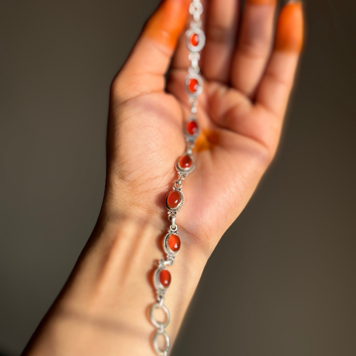 Oval Shape Carnelian Adjustable Bracelet