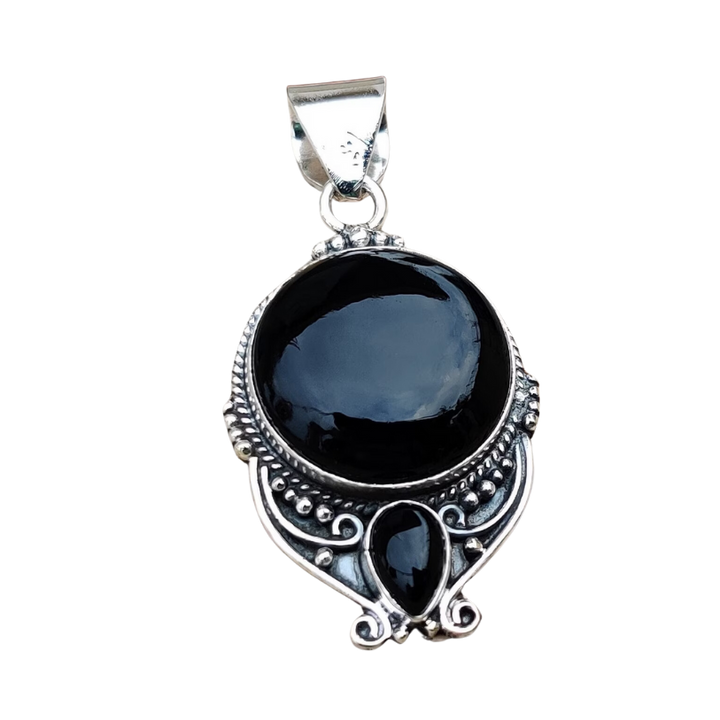 Handmade Black Onyx Sterling Silver Pendant - Perfect Gift for Women