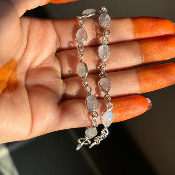 White Rainbow MoonStone Bracelet