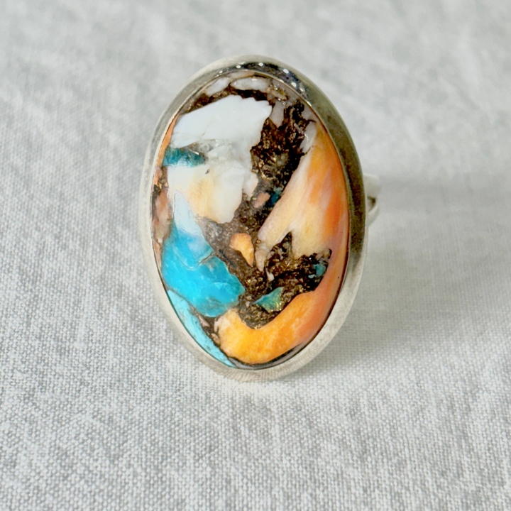 Oyster Copper Turquoise Sterling Silver Ring