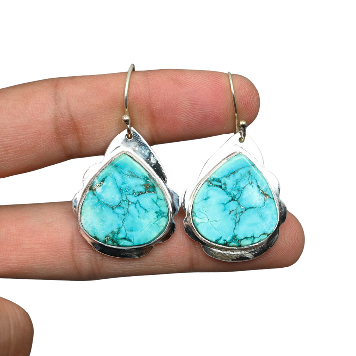 Turquoise Earrings | 925 Sterling Silver | Handmade Gemstone Jewelry Gift for Her