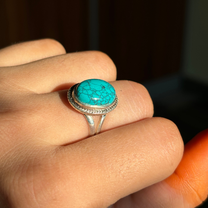 Natural Turquoise Sterling Silver Statement Ring