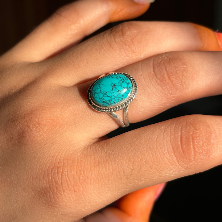 Natural Turquoise Sterling Silver Statement Ring