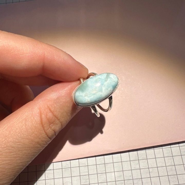 Handmade Sterling Silver Larimar Ring - Unique Gift for Her