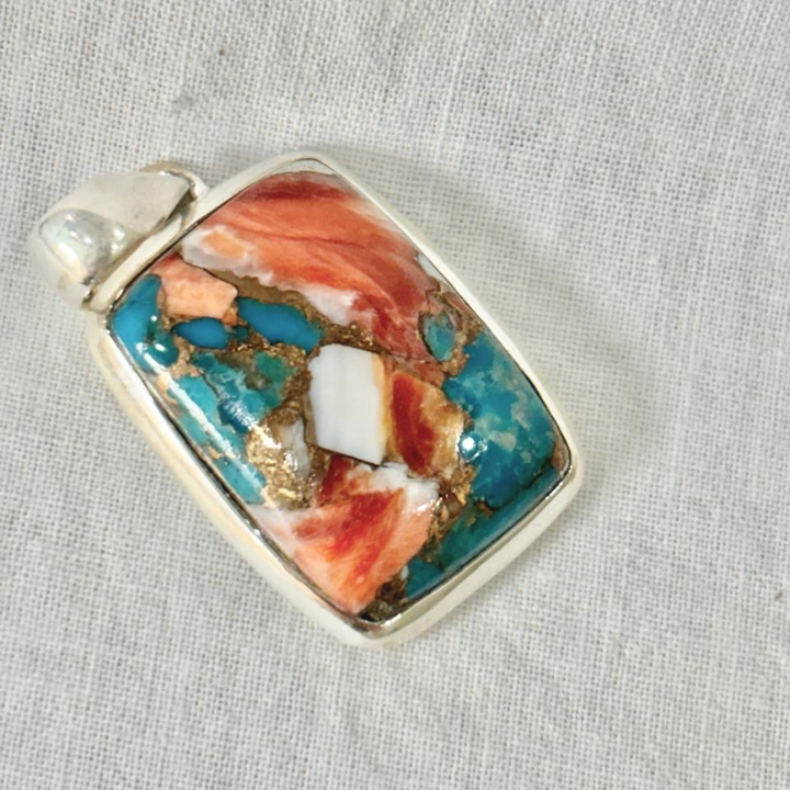 Oyster Copper Turquoise Sterling Silver Pendant