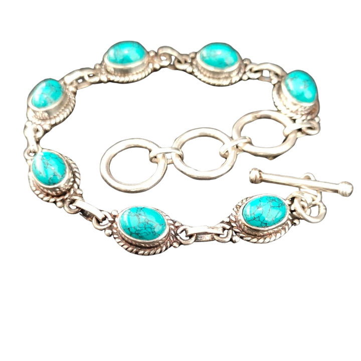 Turquoise Bracelet | 925 Sterling Silver Adjustable Gemstone Bracelet