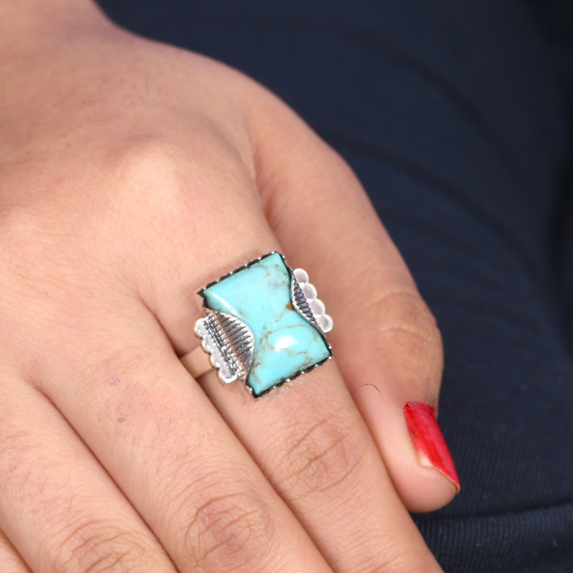 Handmade Kingman Turquoise Sterling Silver Ring - Perfect Gift for Mother's Day and Anniversaries