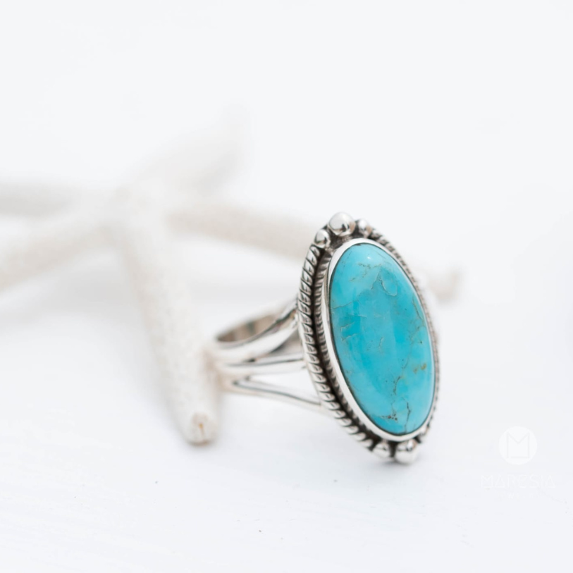 Bohemian Kingman Turquoise Sterling Silver Ring – Handmade Statement Jewelry