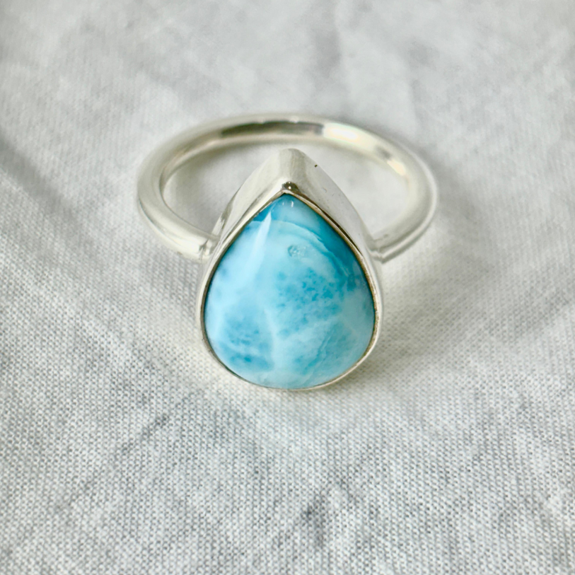 Larimar Teardrop Ring