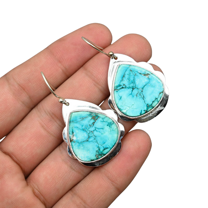 Turquoise Earrings | 925 Sterling Silver | Handmade Gemstone Jewelry Gift for Her