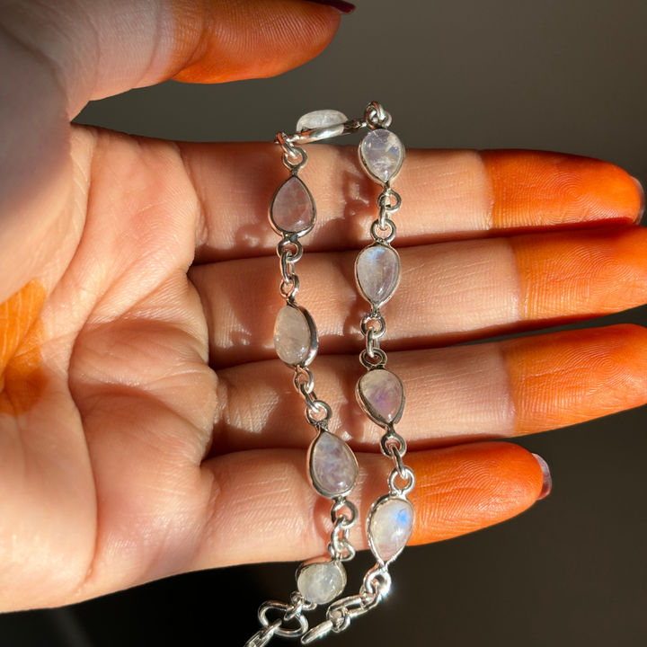 White Rainbow MoonStone Bracelet