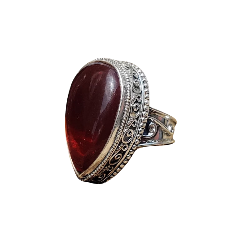 Garnet Quartz Ring in 925 Sterling Silver