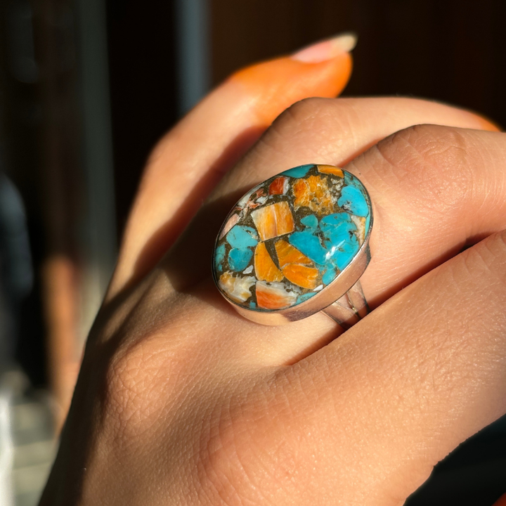 Oyster Copper Turquoise Ring