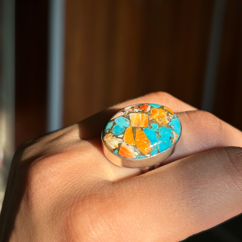 Oyster Copper Turquoise Ring