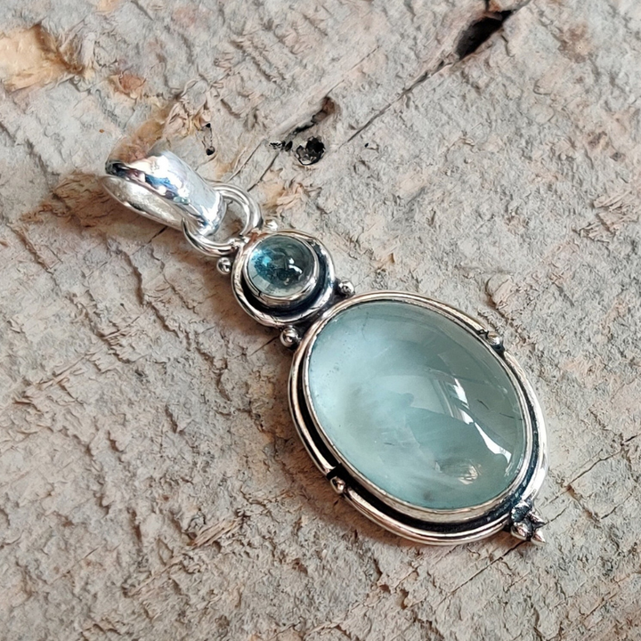 Aquamarine Pendant | 925 Sterling Silver | Handmade Blue Gemstone Jewelry Gift for Love