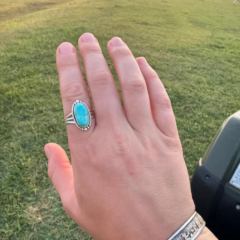 Bohemian Kingman Turquoise Sterling Silver Ring – Handmade Statement Jewelry