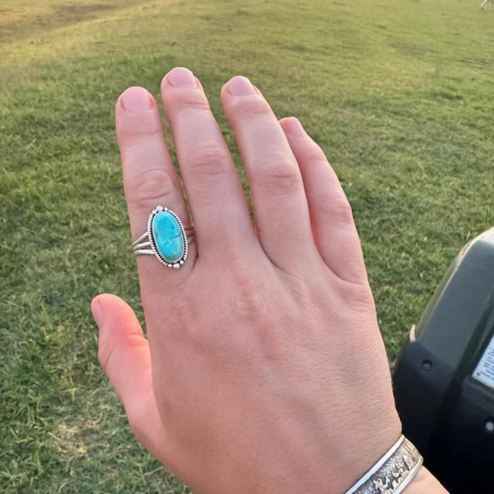 Bohemian Kingman Turquoise Sterling Silver Ring – Handmade Statement Jewelry