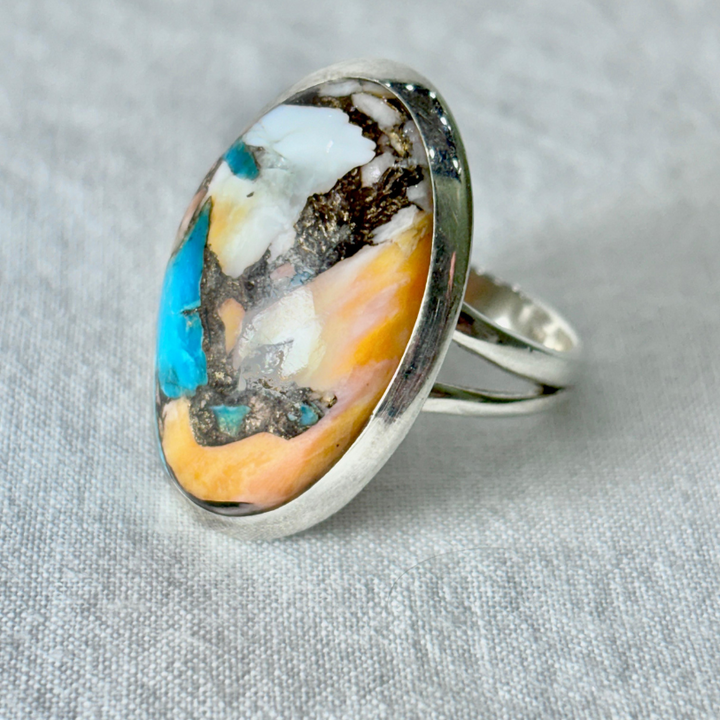 Oyster Copper Turquoise Sterling Silver Ring