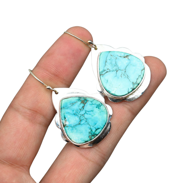 Turquoise Earrings | 925 Sterling Silver | Handmade Gemstone Jewelry Gift for Her