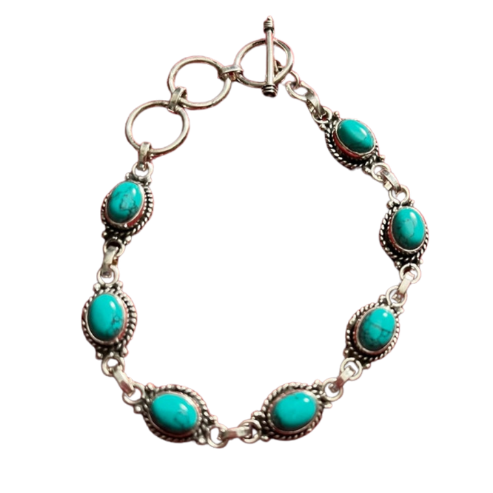 Turquoise Bracelet | 925 Sterling Silver Adjustable Gemstone Bracelet