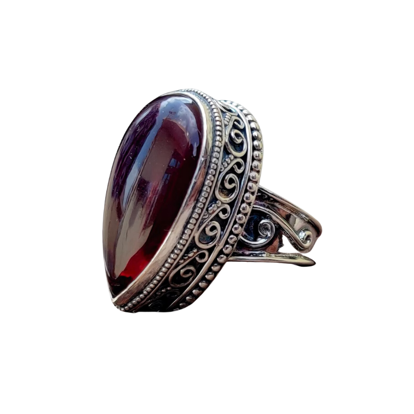 Garnet Quartz Ring in 925 Sterling Silver