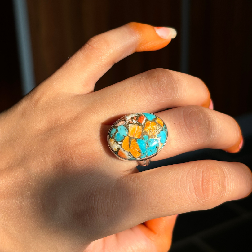 Oyster Copper Turquoise Ring