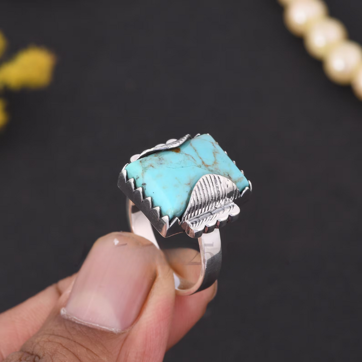 Handmade Kingman Turquoise Sterling Silver Ring - Perfect Gift for Mother's Day and Anniversaries