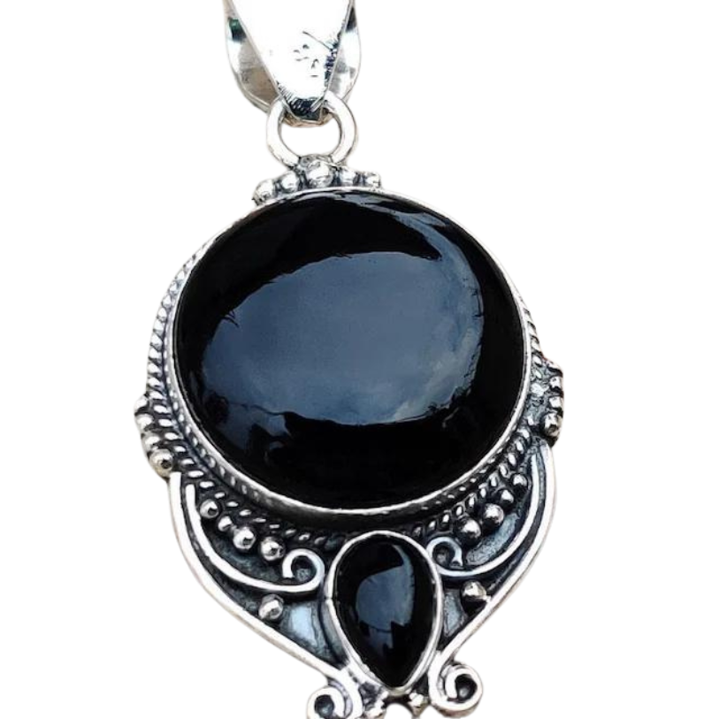 Handmade Black Onyx Sterling Silver Pendant - Perfect Gift for Women