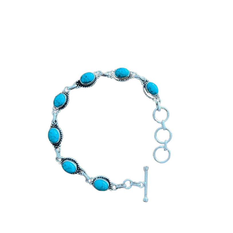 Turquoise Bracelet | 925 Sterling Silver Adjustable Gemstone Bracelet