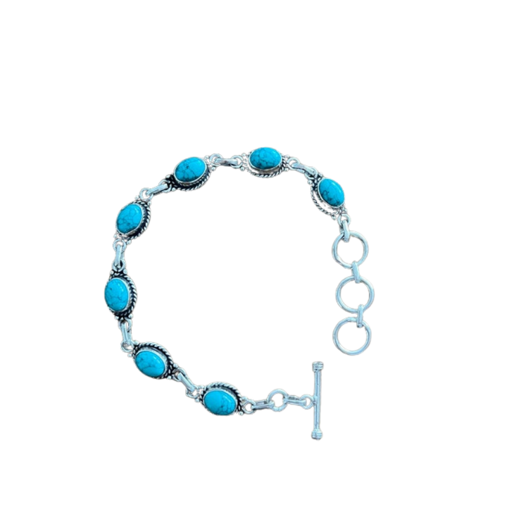 Turquoise Bracelet | 925 Sterling Silver Adjustable Gemstone Bracelet