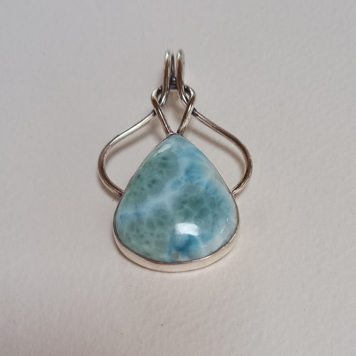 Larimar Gemstone Pendant | 925 Sterling Silver | Handmade Designer Jewelry Gift for Women