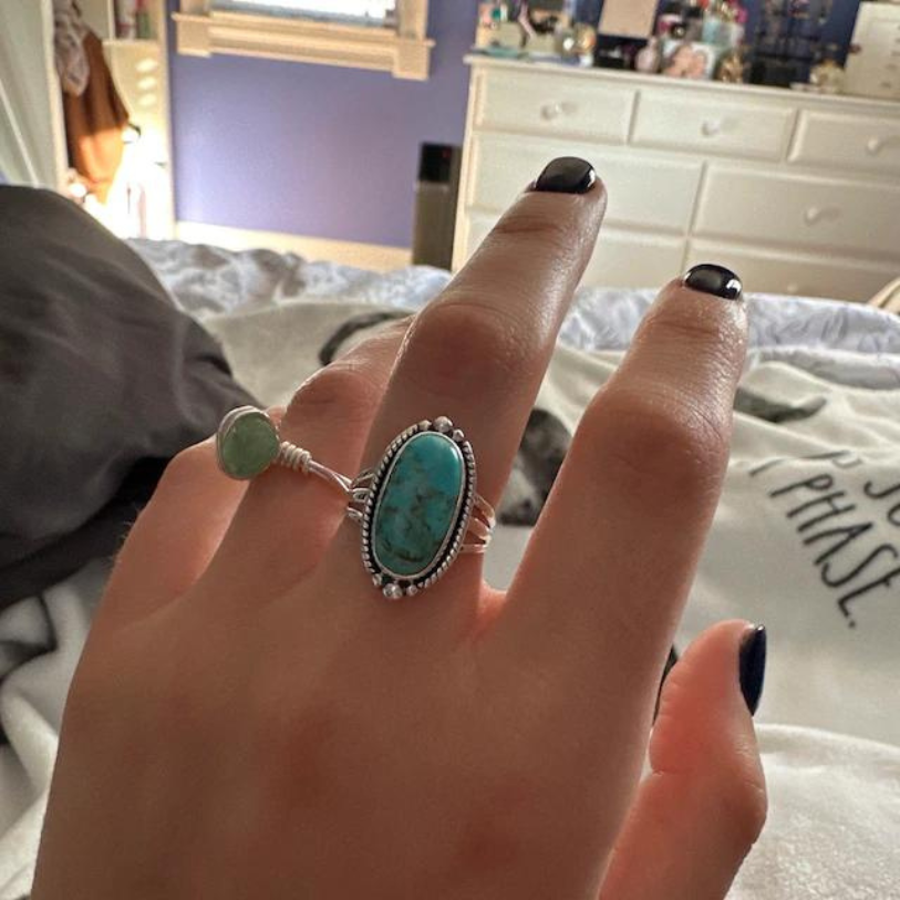 Bohemian Kingman Turquoise Sterling Silver Ring – Handmade Statement Jewelry