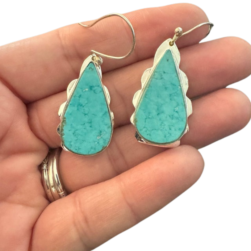 Turquoise Earrings | 925 Sterling Silver | Handmade Gemstone Jewelry Gift for Her