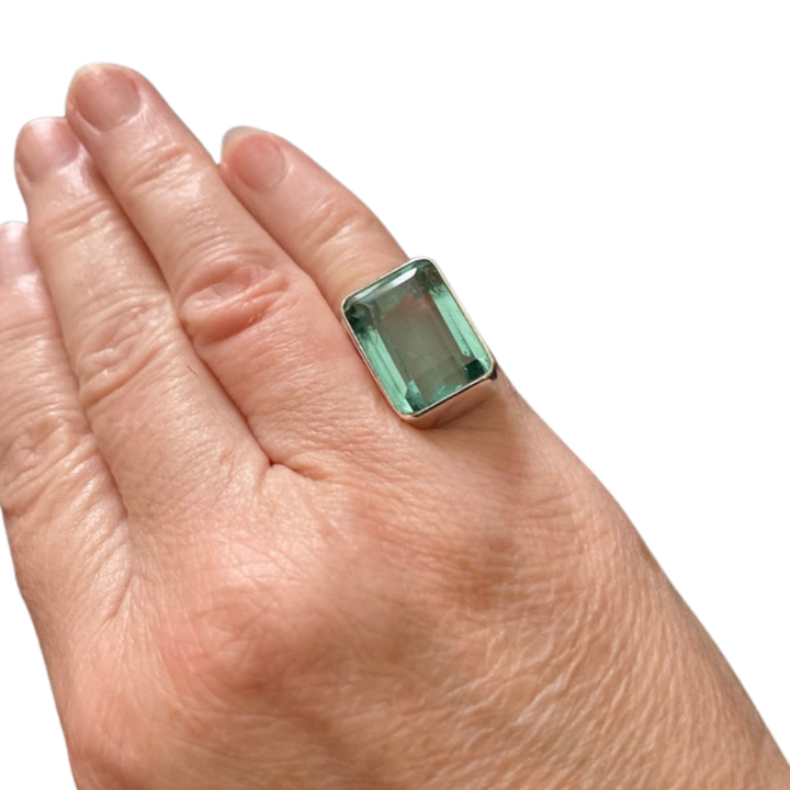 Aquamarine Ring in 925 Sterling Silver