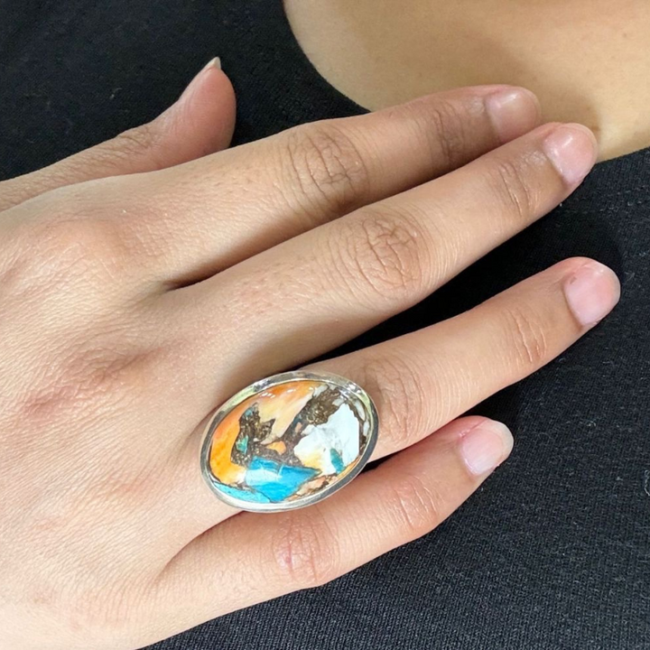 Oyster Copper Turquoise Sterling Silver Ring