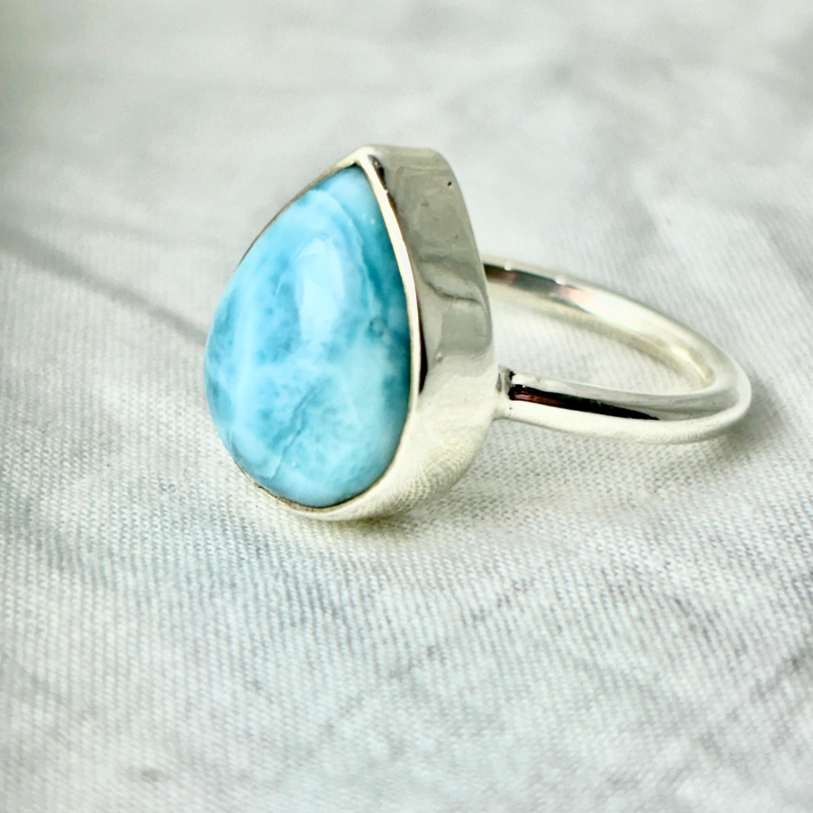 Larimar Teardrop Ring