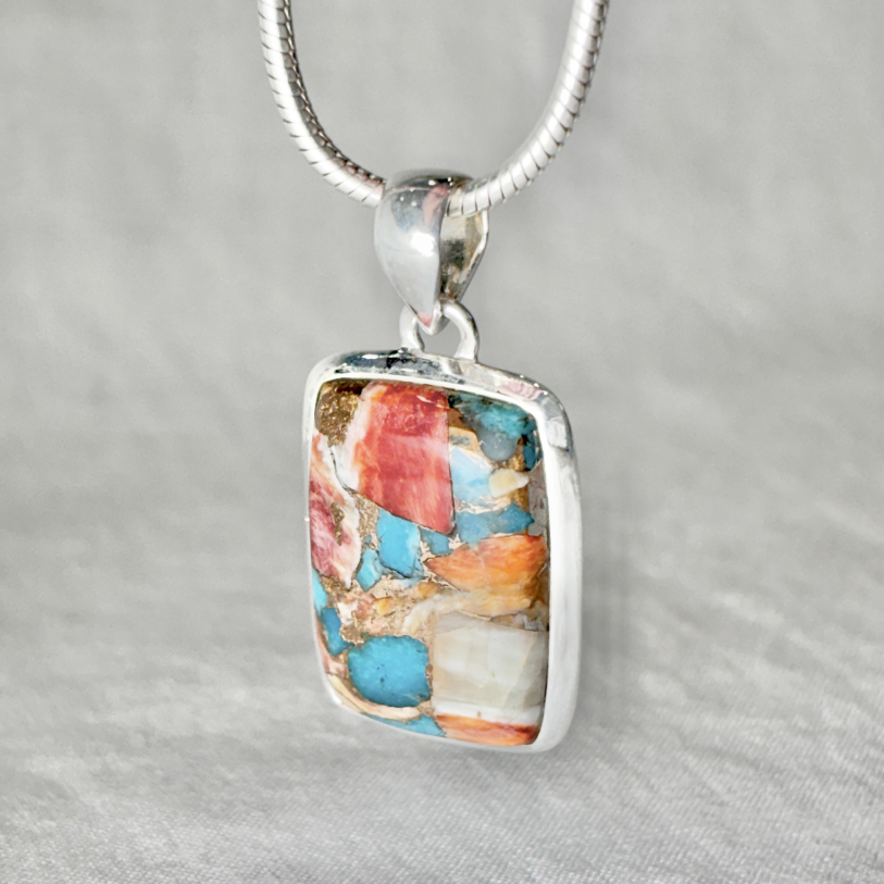 Oyster Copper Turquoise Sterling Silver Pendant