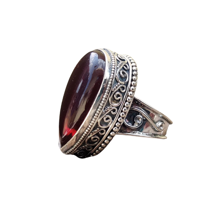 Garnet Quartz Ring in 925 Sterling Silver