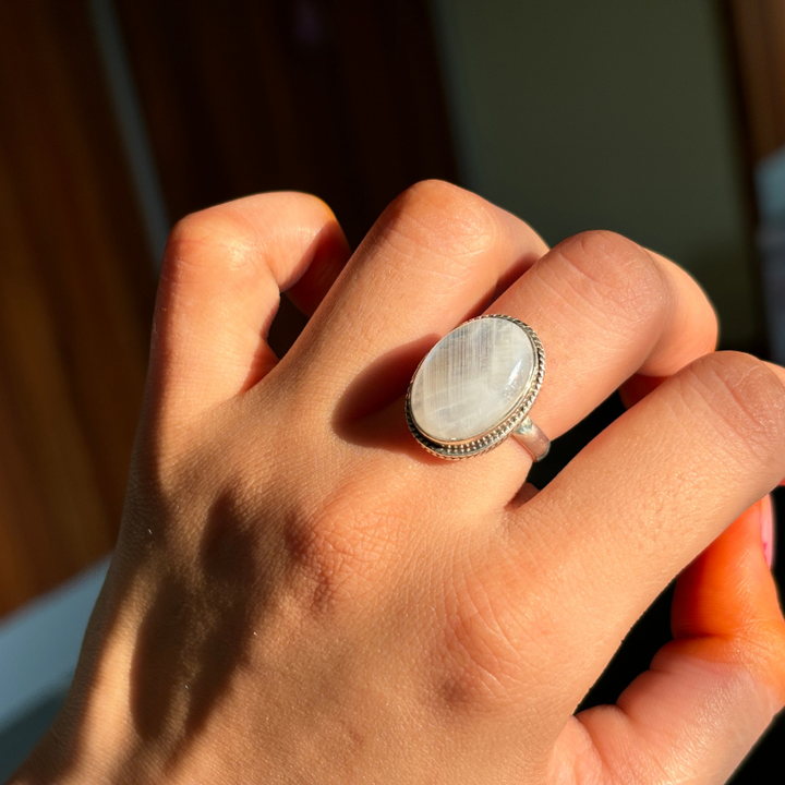 Genuine Rainbow Moonstone Ring